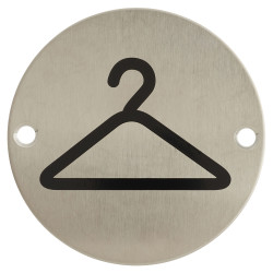 Altro Cloak/Coat Room Door Sign - 75mm Diameter - Satin Stainless Steel