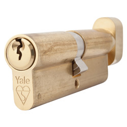 Yale 1 Star 6 Pin Kitemarked 90mm Euro Thumbturn Cylinder - 45mm Turn + 45mm - Polished Brass