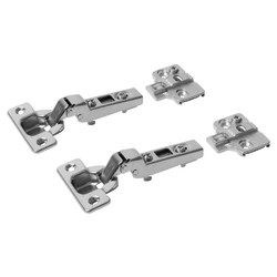 Klug Clip-On Soft Close Cabinet Hinge - 110° - Half Overlay - Zinc Plated - Pair