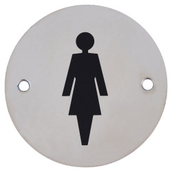 Altro Ladies Toilet Door Sign - 75mm Diameter - Polished Stainless Steel