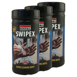 Soudal Swipex Heavy Duty Alcohol-Free Wipes - 100 - Pack of 3