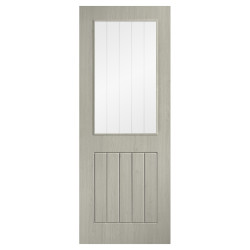 LPD Cottage 1L Clear Glazed with Frosted Lines Pre-Finished Internal Door - 1981 x 762 x 35mm - Grey