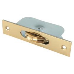 Altro Square Ball Bearing Sash Window Pulley - 44mm Curved Metal Wheel - Polished Brass
