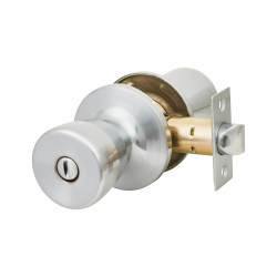 Touchpoint Satin Chrome Hotel Bathroom Mortice Door Knobset - 65mm Rose Diameter