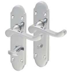 Touchpoint Polished Chrome Victorian Summer Scroll Bathroom Door Handles - 168 x 40mm