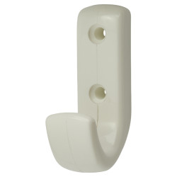 Hoppe AR618 Nylon Single Coat Hook Face Fix - 62 x 20 x 35mm - Diamond White