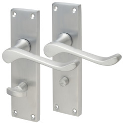 Touchpoint Satin Chrome Victorian Scroll Bathroom Door Handles - 155 x 42mm