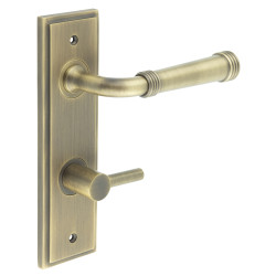 Burlington by Frelan Antique Brass Fire Rated DIN Bathroom Door Handles - Highgate - Inner 3 - 200 x 55mm