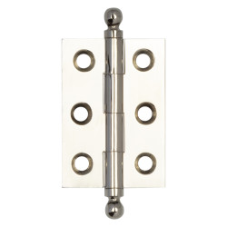 Hoxton by Frelan Solid Drawn Finial Butt Cabinet Hinge - 50 x 35 x 2.2mm - Polished Nickel - Pair