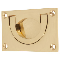 Altro Flush Chest Drawer Cabinet Pull Handle - 75 x 45mm - Polished Brass