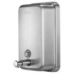 Metlex Kepler Wall Mounted Narrow Soap Dispenser - 124 x 120 x 124mm - Brushed Stainless Steel