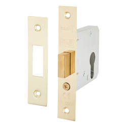 Touchpoint Contract Euro Profile Deadlock - 76mm Case - 57mm Backset - Polished Brass