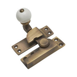 Hampstead Lancaster Pattern Quadrant Arm Sash Window Fastener - 75 x 27mm - Antique Brass