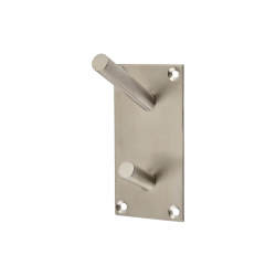 Jedo Square Vertical Hat & Coat Hook Plate - 94 x 46mm - 2 Hooks - Satin Stainless Steel