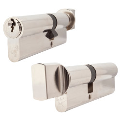 Touchpoint 5 Pin 100mm Euro Thumbturn Cylinder - 40mm Turn + 60mm - Polished Nickel - KTD