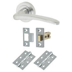 Touchpoint Satin Chrome Latch Door Handles on Rose Pack - Eloise Range