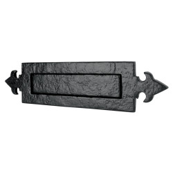 Olde Forge Fleur de Lys Letter Plate - 355 x 90mm - Antique Black Iron