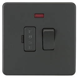 Knightsbridge 13A 1 Gang Screwless Flat Plate Switched Fused Spur with Neon - Anthracite Grey