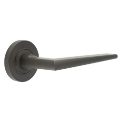 Burlington by Frelan Dark Bronze Fire Rated Door Handles on Round Rose - Mayfair Range