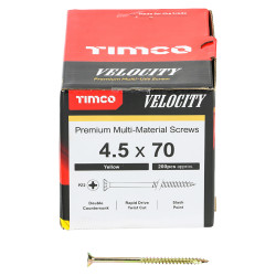 TIMCO Velocity Pozi Countersunk Wood Screws - 4.5 x 70mm - Yellow Zinc - Pack of 200