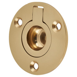 Altro Round Flush Ring Cabinet Pull Handle - 45mm Diameter - Polished Brass