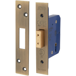 Altro Architectural 5 Lever Deadlock - 65mm Case - 44mm Backset - Square - Antique Brass