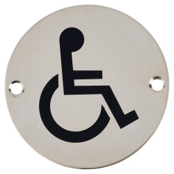 Altro Disabled Toilet Door Sign - 75mm Diameter - Polished Stainless Steel