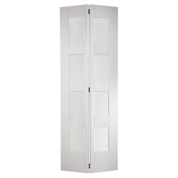 LPD Shaker 4 Light Clear Glazed Primed Solid Bi-Fold Internal Door - 1981 x 762 x 35mm - White