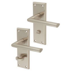 Serozzetta by Carlisle Brass Satin Nickel Bathroom Door Handles - Dieci Range - 150 x 50mm