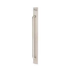 Altro D-Bar Door Pull Handle on Plate - PULL - Screw Fix - 950 x 80mm - Satin Stainless Steel