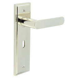 Burlington by Frelan Polished Nickel Fire Rated Lock Door Handles - Kensington - 200 x 55mm