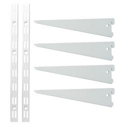 Altro Twin Slot Shelving Kit - 2 x 500mm Shelf Wall Uprights & 4 x 370mm Shelf Brackets - White