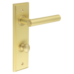 Burlington by Frelan Satin Brass Fire Rated DIN Bathroom Door Handles - Richmond - Inner 1 - 200 x 55mm