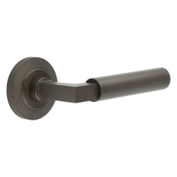 Burlington by Frelan Dark Bronze Fire Rated Door Handles on Round Chamfered Rose - Westminster Range