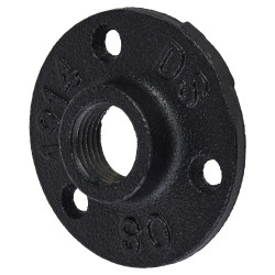 Altro 1/2" Pipe Shelving Iron Floor/Wall Fixing Flange - 65mm Diameter - Black
