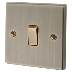 Knightsbridge 20A 1 Gang Double Pole Appliance Switch - Antique Brass