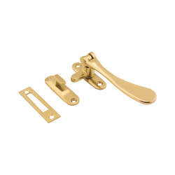 Altro Cast Victorian Mortice & Hook Plate Casement Window Fastener - Reversible - Polished Brass