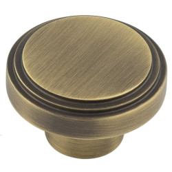Hoxton by Frelan Cropley Stepped Round Cabinet Knob - 40mm Diameter - Antique Brass