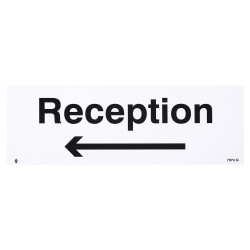 Altro Reception This Way Left Arrow Sign - 300 x 100mm - Rigid Plastic