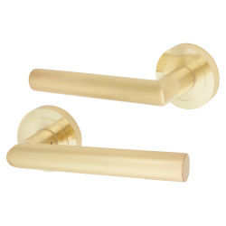 Altro Satin Brass Door Handles on Round Rose - Emily Range