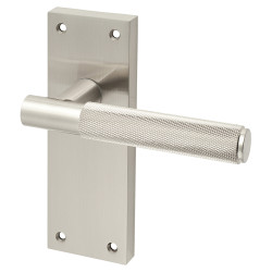 Altro Satin Nickel Knurled Latch Door Handles - Remi Range - 155 x 55mm