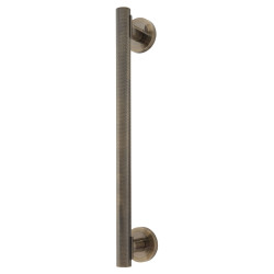 Hampstead Knurled T-Bar Door Pull Handle on Rose - Screw Fix - 300mm Centres - Antique Brass