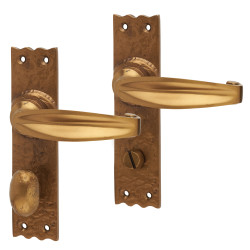 Olde Forge Antique Bronze Tudor Bathroom Door Handles - 152 x 38mm