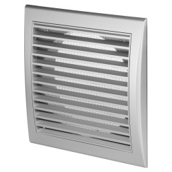 Awenta Luna Plastic Fixed Blade Wall Grille with Anti-Insect Net - 6"/150mm - Satin