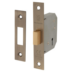 Touchpoint Contract 3 Lever Deadlock - 64mm Case - 44mm Backset - Antique Brass