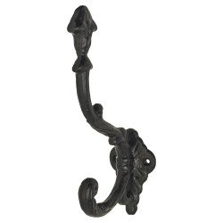 Olde Forge Single Hat & Coat Hook - 180mm Height - Antique Black Iron