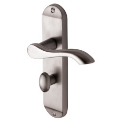 M Marcus Satin Chrome Scroll Bathroom Door Handles - Aurora Range - 183 x 42mm