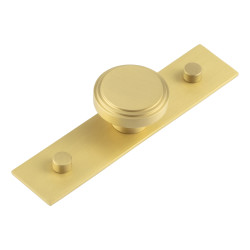 Hoxton by Frelan Cropley Stepped Round Cabinet Knob on Plain Backplate - 40mm Diameter - Satin Brass