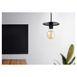 Altro Savaneta Knurled Ceiling Light Pendant - Matt Black Fittings and Plate