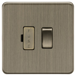 Knightsbridge 13A 1 Gang Screwless Flat Plate Switched Fused Spur - Antique Brass